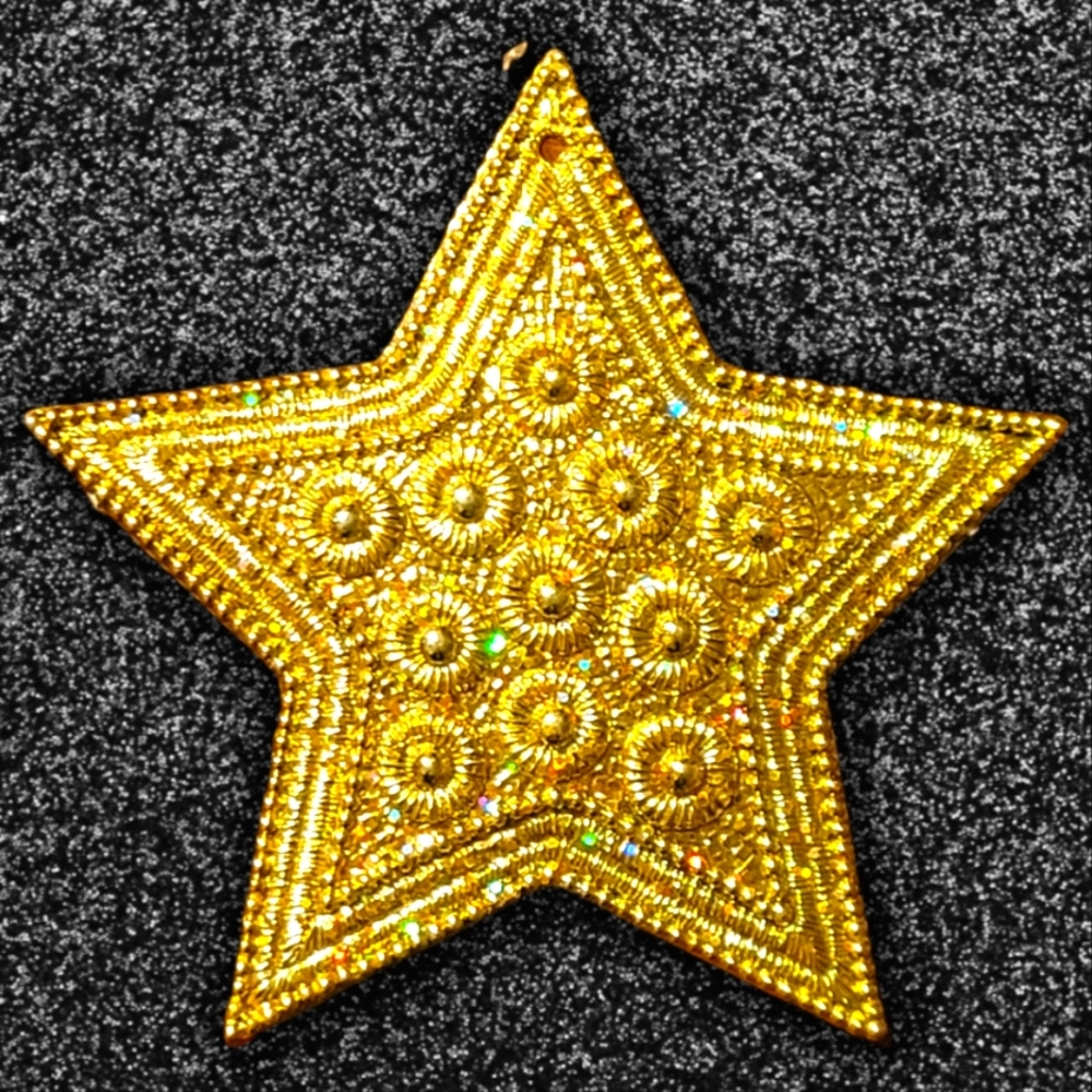 Vtg Gold Iridescent Christmas Star Of Bethlehem Ornament